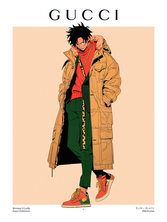 Luffy - Gucci x One Piece Fanart - 12x16in